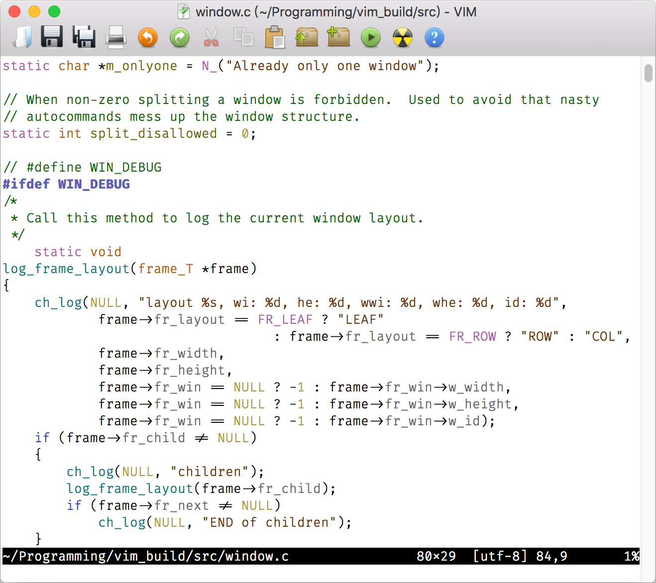 MacVim 的界面 Fig1.4